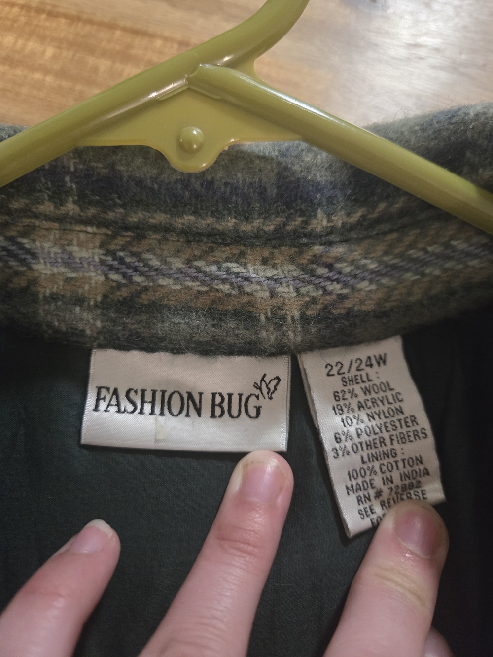 Fashion Bug Green Plaid Women's Jacket - Picture 6 of 9